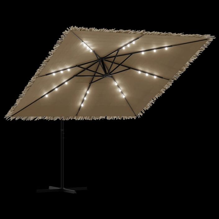 Parasol de jardin avec LED et mât en acier marron 269x269x235cm - Photo n°9