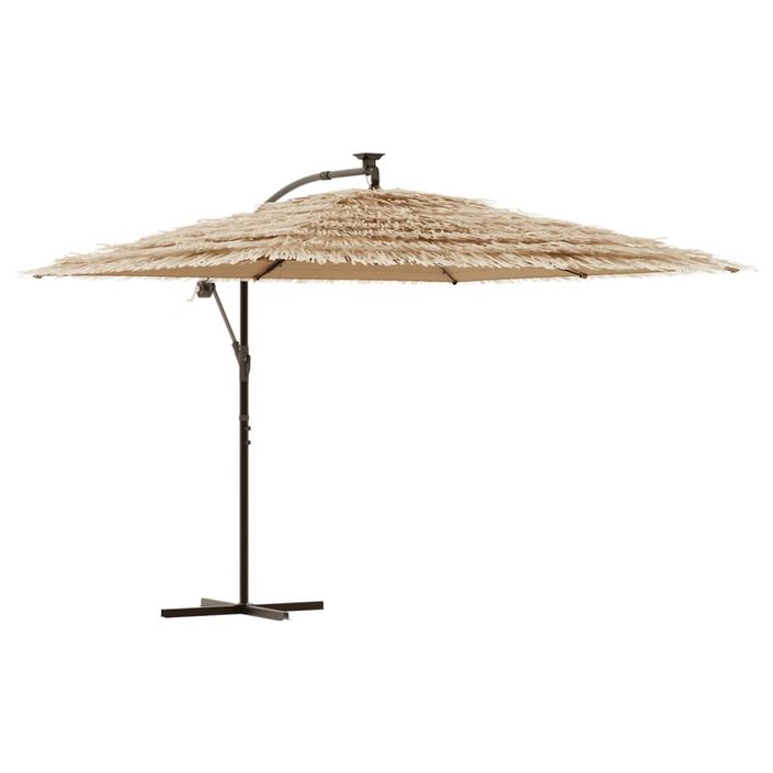 Parasol de jardin avec LED et mât en acier marron 290x290x238cm - Photo n°2