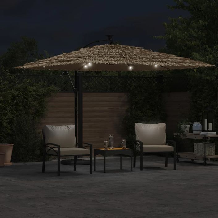 Parasol de jardin avec LED et mât en acier marron 290x290x238cm - Photo n°3