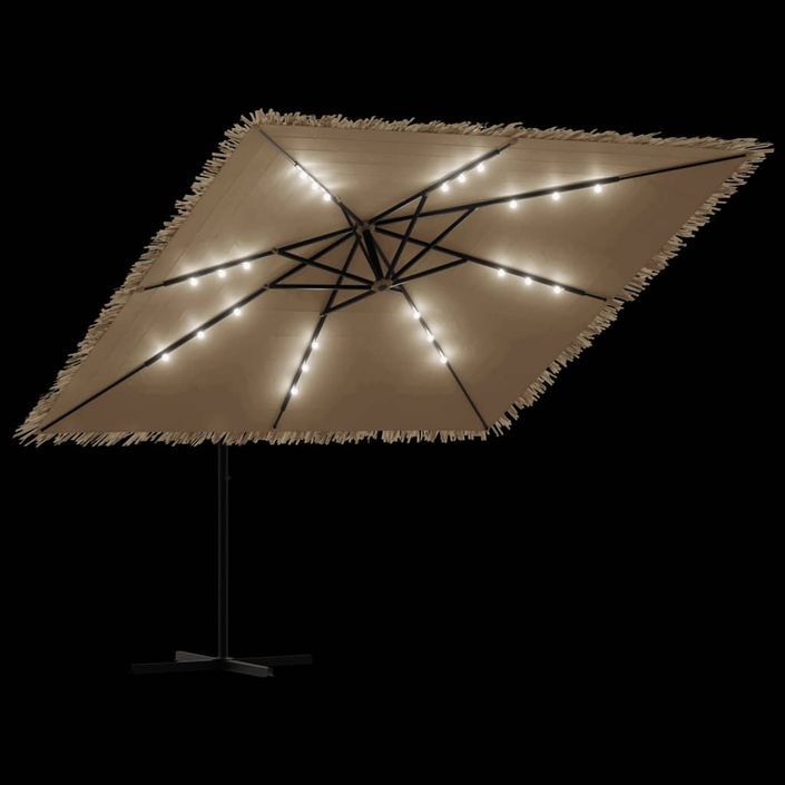 Parasol de jardin avec LED et mât en acier marron 290x290x238cm - Photo n°9