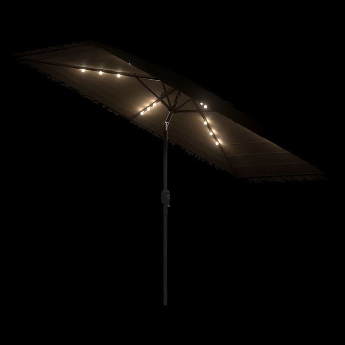 Parasol de jardin avec LED et mât en acier marron 300x200x250cm - Photo n°8