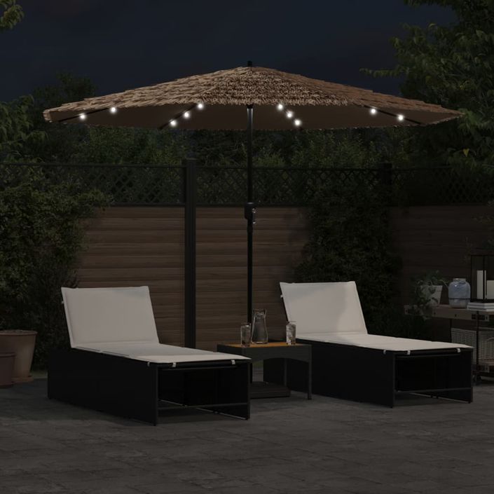 Parasol de jardin avec LED et mât en acier marron 324x324x247cm - Photo n°3