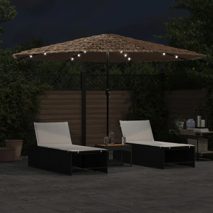 Parasol de jardin avec LED et mât en acier marron 388x388x248cm - Photo n°3