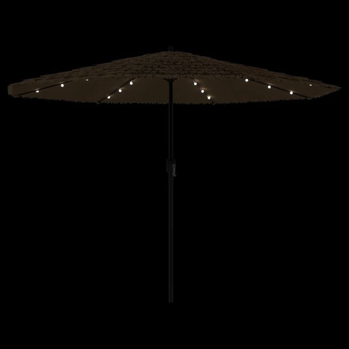 Parasol de jardin avec LED et mât en acier marron 388x388x248cm - Photo n°8