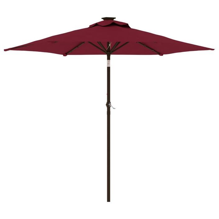 Parasol de jardin avec LED mât en acier bordeaux 225x225x212 cm - Photo n°2