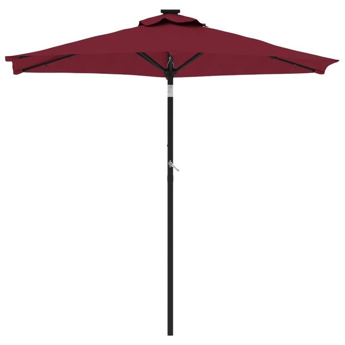 Parasol de jardin avec LED mât en acier bordeaux 225x225x212 cm - Photo n°4