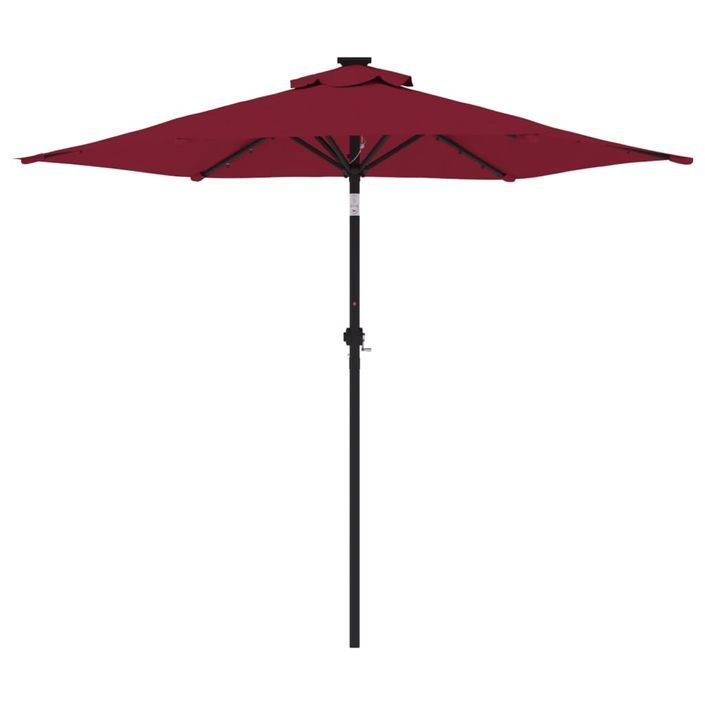 Parasol de jardin avec LED mât en acier bordeaux 225x225x212 cm - Photo n°5