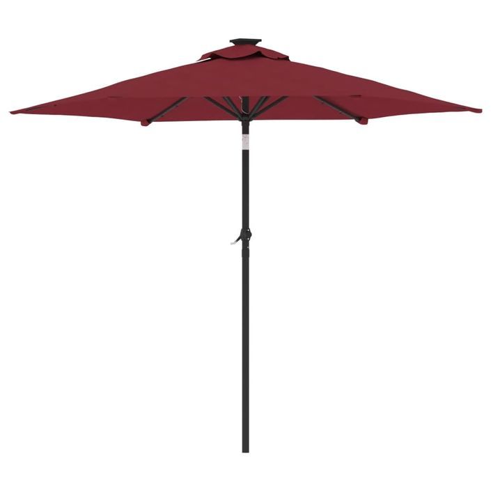 Parasol de jardin avec LED mât en acier bordeaux 225x225x212 cm - Photo n°6