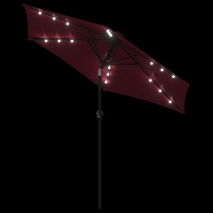 Parasol de jardin avec LED mât en acier bordeaux 225x225x212 cm - Photo n°8