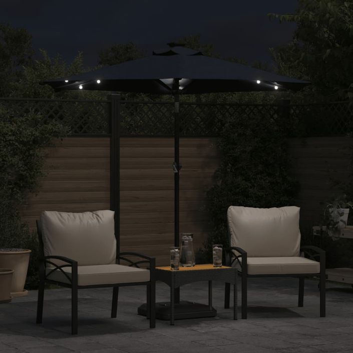 Parasol de jardin avec LED mât en acier noir 225x225x212 cm - Photo n°3