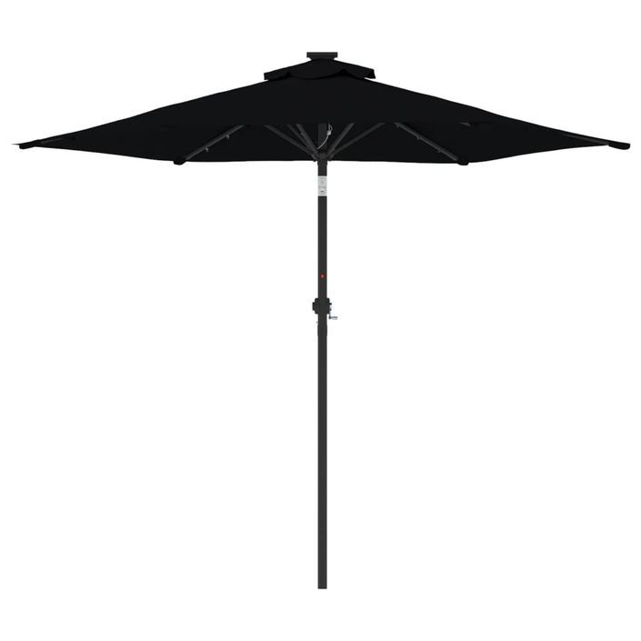 Parasol de jardin avec LED mât en acier noir 225x225x212 cm - Photo n°5