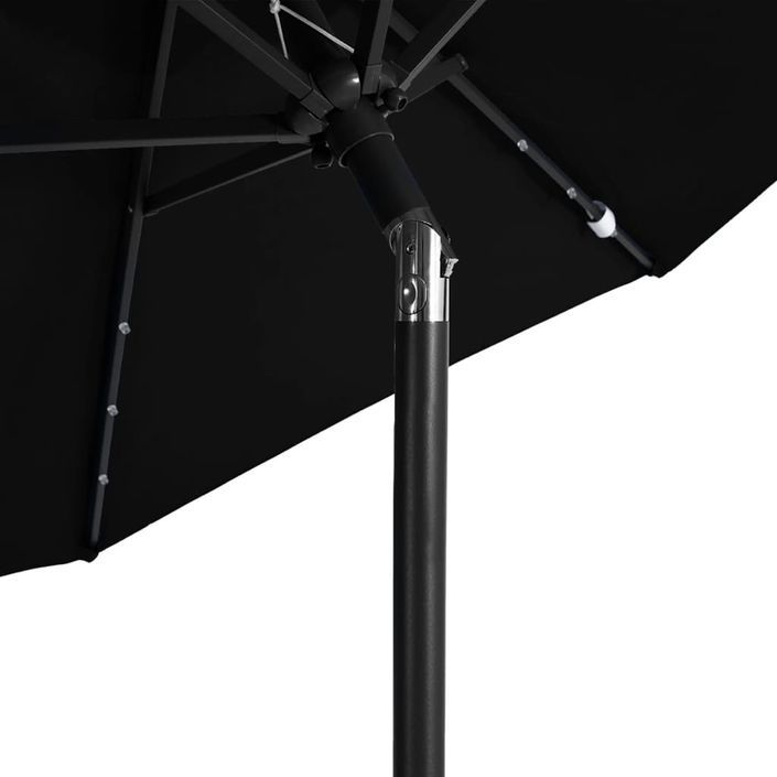 Parasol de jardin avec LED mât en acier noir 225x225x212 cm - Photo n°9