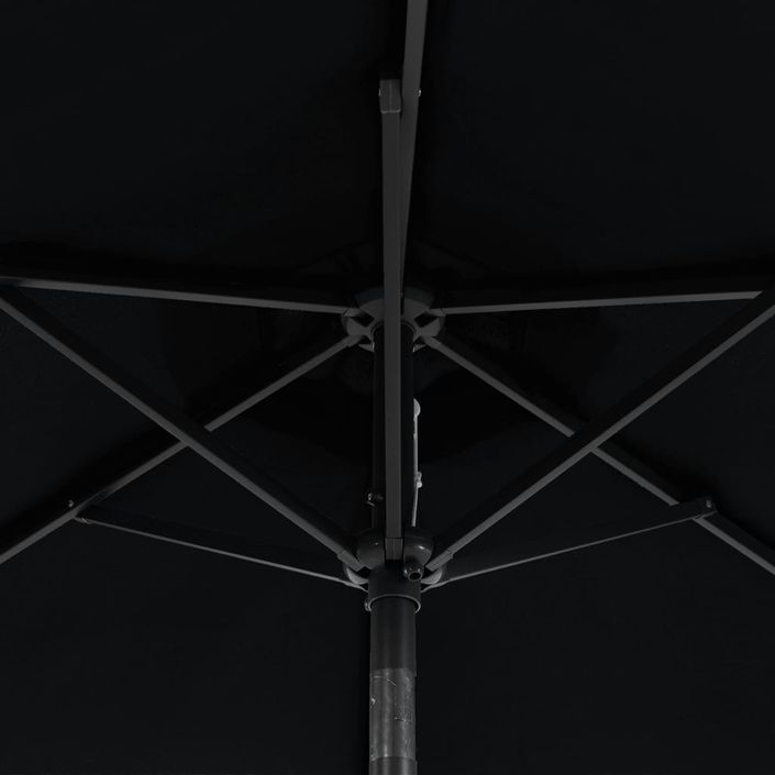 Parasol de jardin avec LED mât en acier noir 225x225x212 cm - Photo n°12