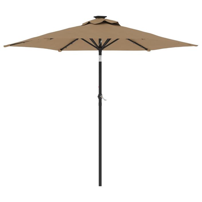 Parasol de jardin avec LED mât en acier taupe 225x225x212 cm - Photo n°2