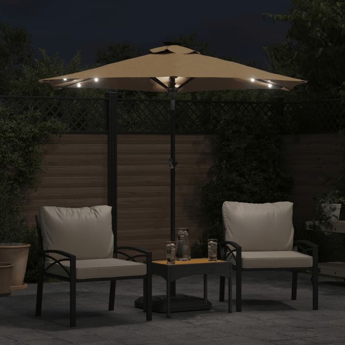 Parasol de jardin avec LED mât en acier taupe 225x225x212 cm - Photo n°3