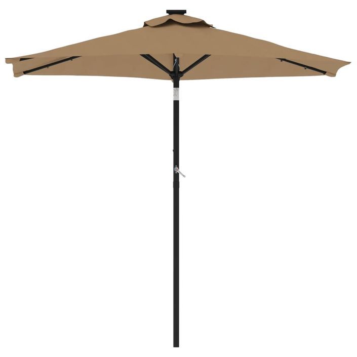 Parasol de jardin avec LED mât en acier taupe 225x225x212 cm - Photo n°4