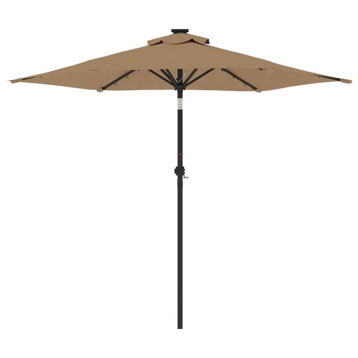 Parasol de jardin avec LED mât en acier taupe 225x225x212 cm - Photo n°5