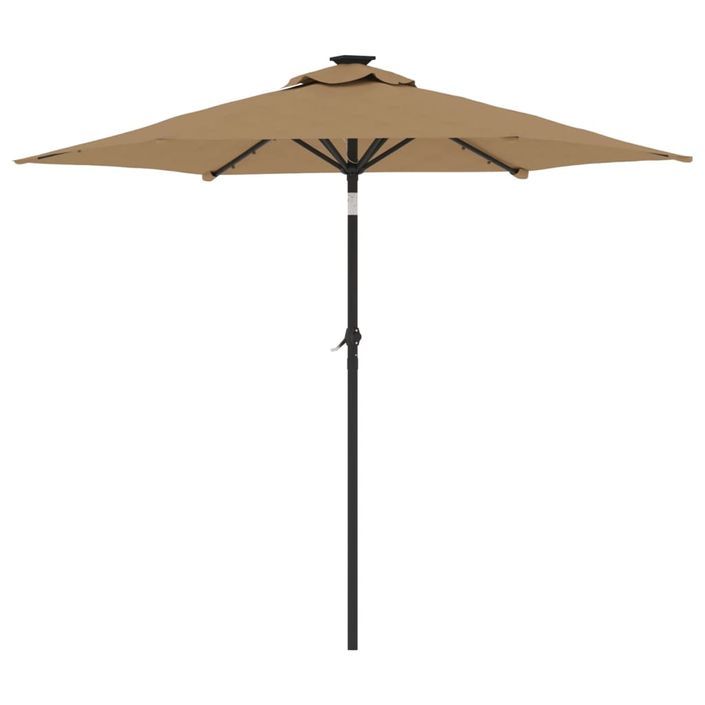 Parasol de jardin avec LED mât en acier taupe 225x225x212 cm - Photo n°6