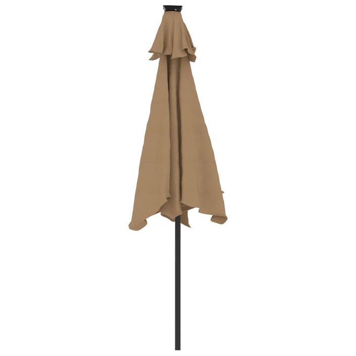 Parasol de jardin avec LED mât en acier taupe 225x225x212 cm - Photo n°7