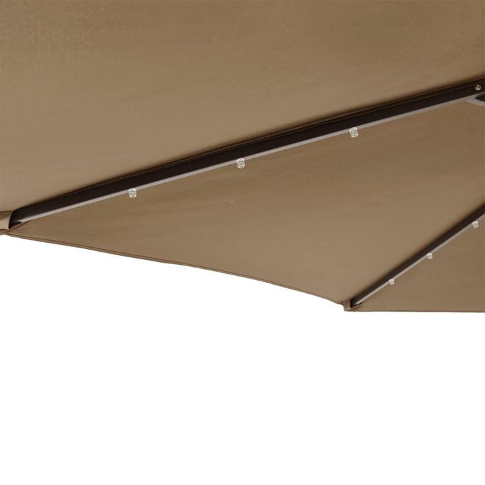 Parasol de jardin avec LED mât en acier taupe 225x225x212 cm - Photo n°10