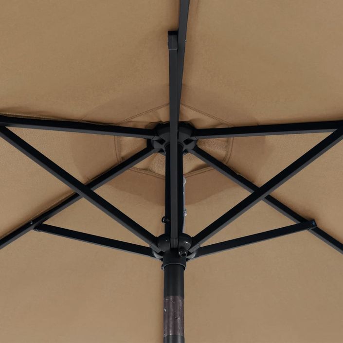 Parasol de jardin avec LED mât en acier taupe 225x225x212 cm - Photo n°12