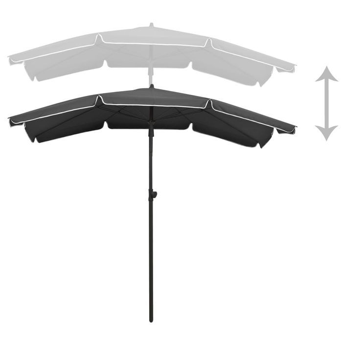 Parasol de jardin avec mât 200x130 cm Anthracite - Photo n°5