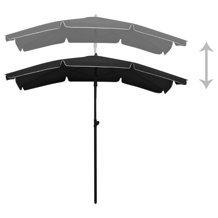 Parasol de jardin avec mât 200x130 cm Noir - Photo n°5