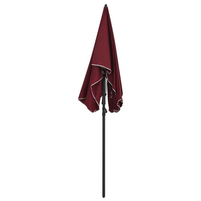 Parasol de jardin avec mât 200x130 cm Rouge bordeaux - Photo n°4