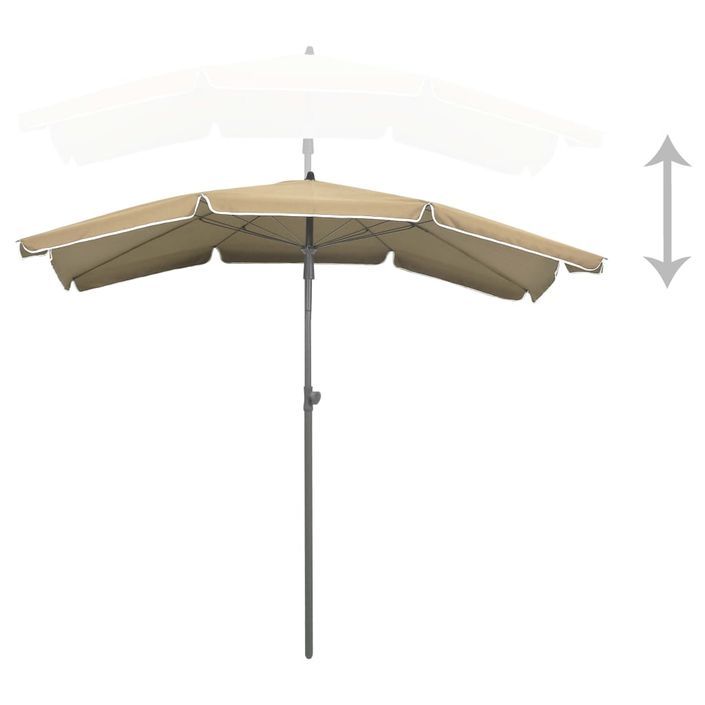 Parasol de jardin avec mât 200x130 cm Taupe - Photo n°5