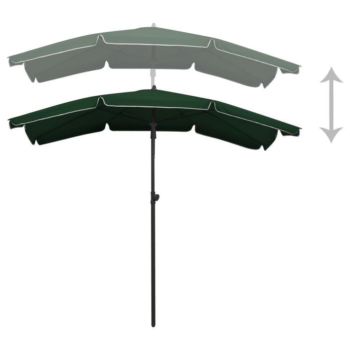 Parasol de jardin avec mât 200x130 cm Vert - Photo n°5