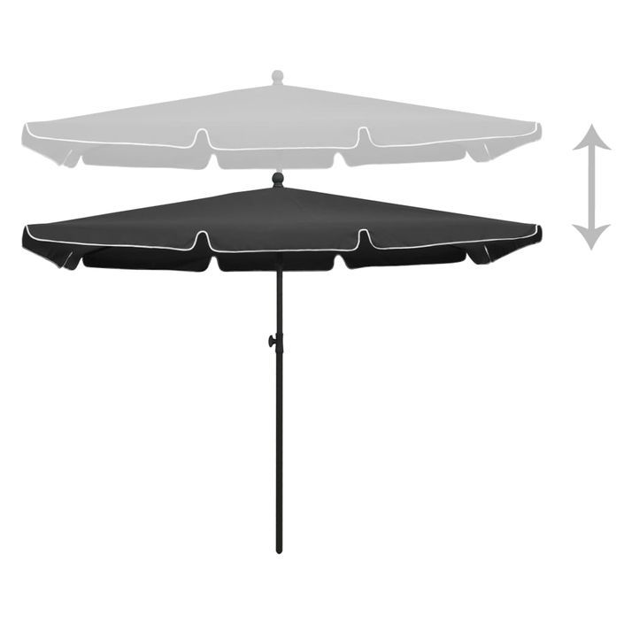 Parasol de jardin avec mât 210x140 cm Anthracite - Photo n°4