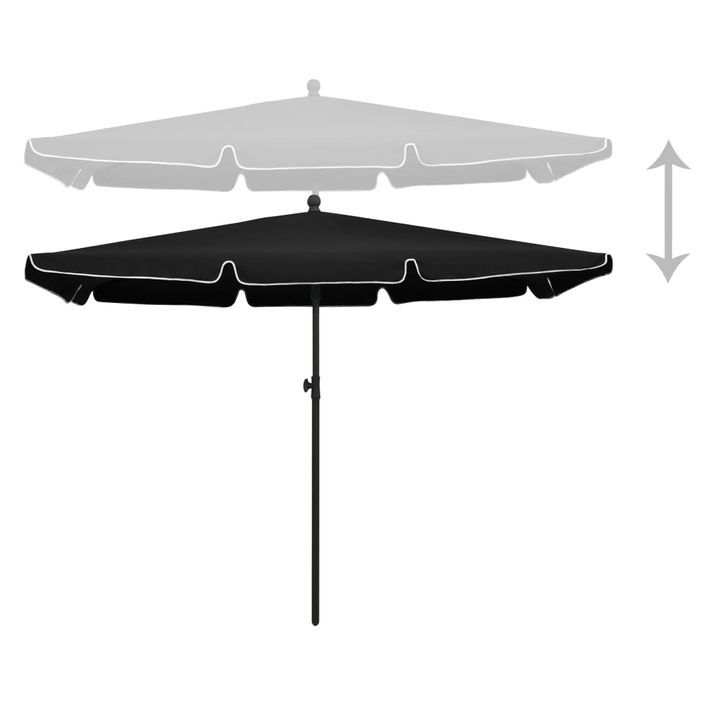 Parasol de jardin avec mât 210x140 cm Noir - Photo n°4