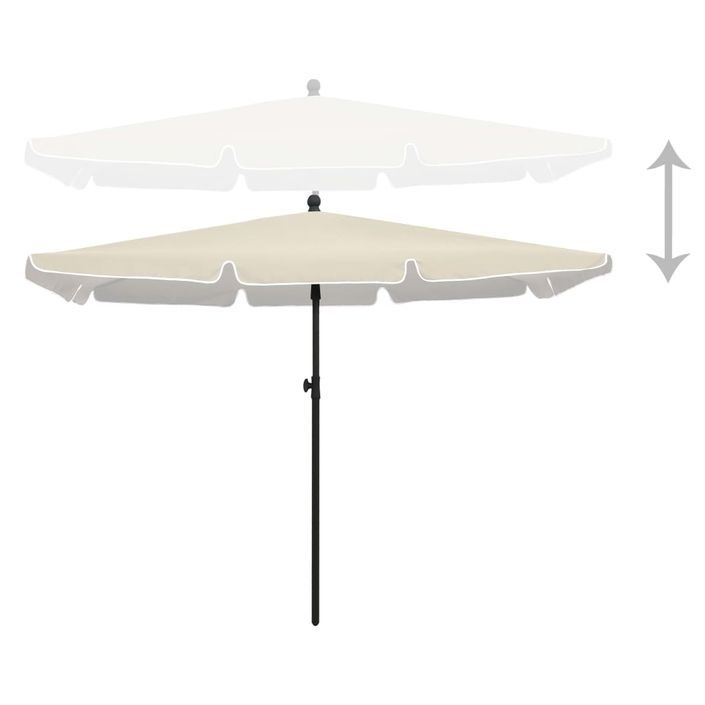 Parasol de jardin avec mât 210x140 cm Sable - Photo n°4