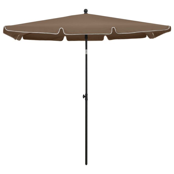 Parasol de jardin avec mât 210x140 cm Taupe - Photo n°3