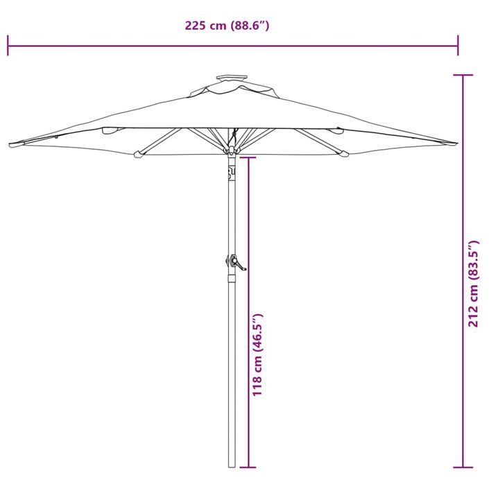 Parasol de jardin avec mât en acier anthracite 225x225x212 cm - Photo n°12