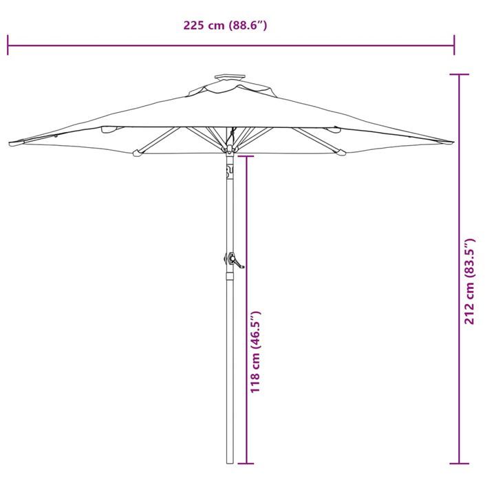 Parasol de jardin avec mât en acier blanc 225x225x212 cm - Photo n°12