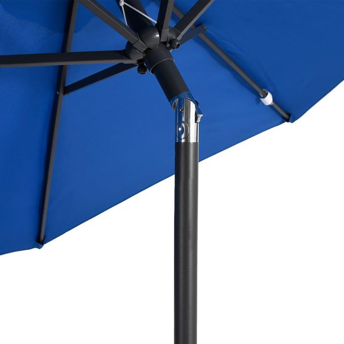 Parasol de jardin avec mât en acier bleu azuré 225x225x212 cm - Photo n°7