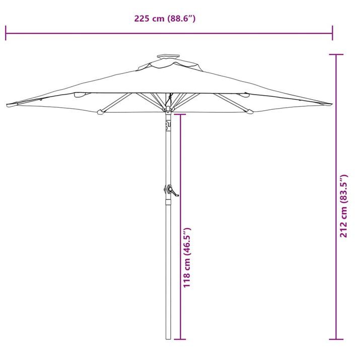 Parasol de jardin avec mât en acier bleu azuré 225x225x212 cm - Photo n°12