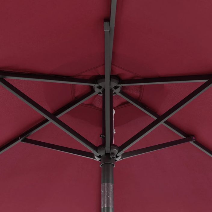 Parasol de jardin avec mât en acier bordeaux 225x225x212 cm - Photo n°10