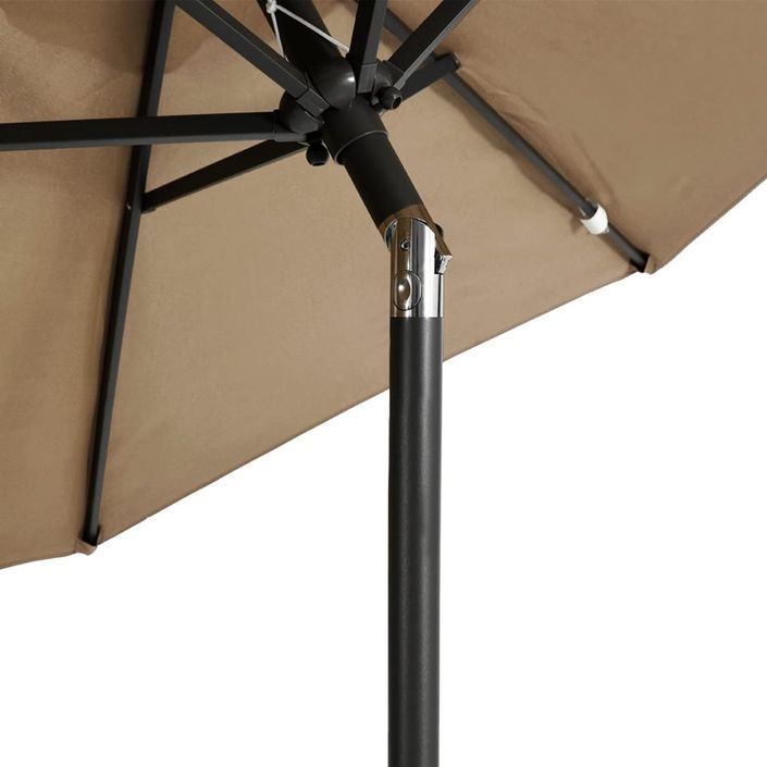 Parasol de jardin avec mât en acier taupe 225x225x212 cm - Photo n°7