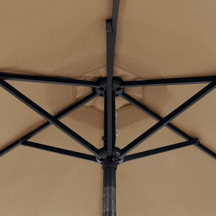 Parasol de jardin avec mât en acier taupe 225x225x212 cm - Photo n°10