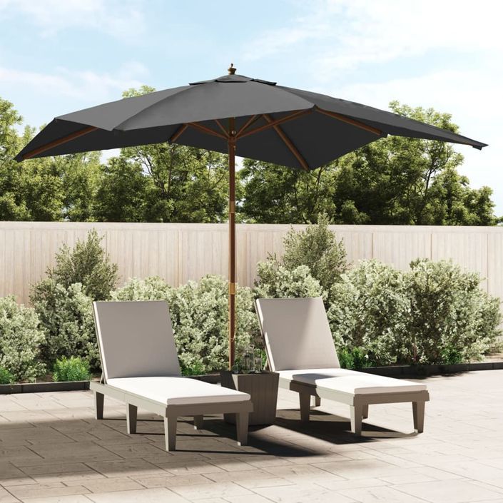 Parasol de jardin avec mât en bois anthracite 300x300x273 cm - Photo n°2