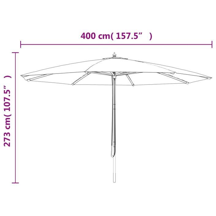 Parasol de jardin avec mât en bois anthracite 400x273 cm - Photo n°8