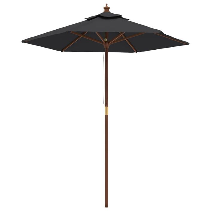 Parasol de jardin avec mât en bois noir 196x231 cm - Photo n°2