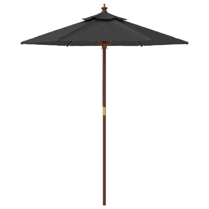 Parasol de jardin avec mât en bois noir 196x231 cm - Photo n°4