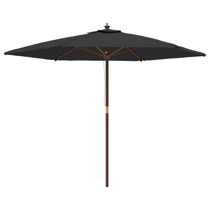 Parasol de jardin avec mât en bois noir 299x240 cm - Photo n°2