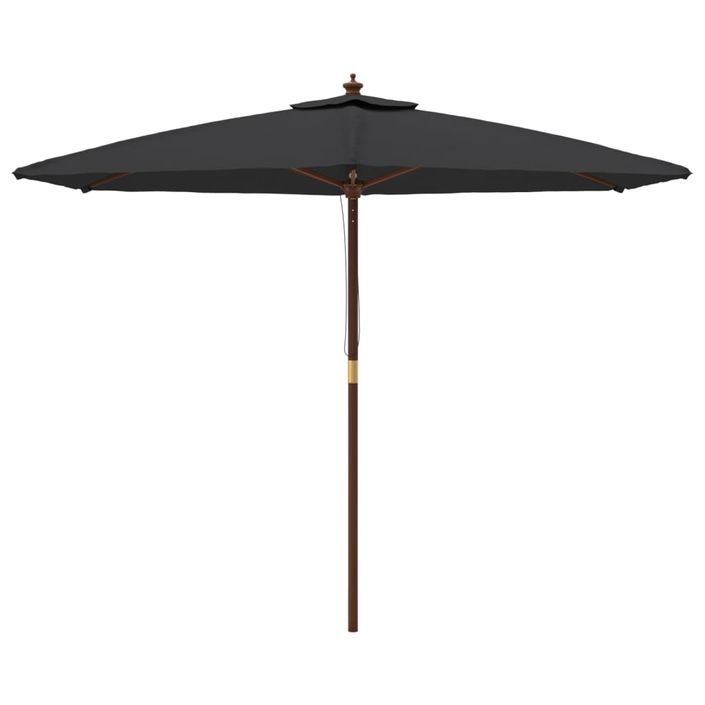 Parasol de jardin avec mât en bois noir 299x240 cm - Photo n°3
