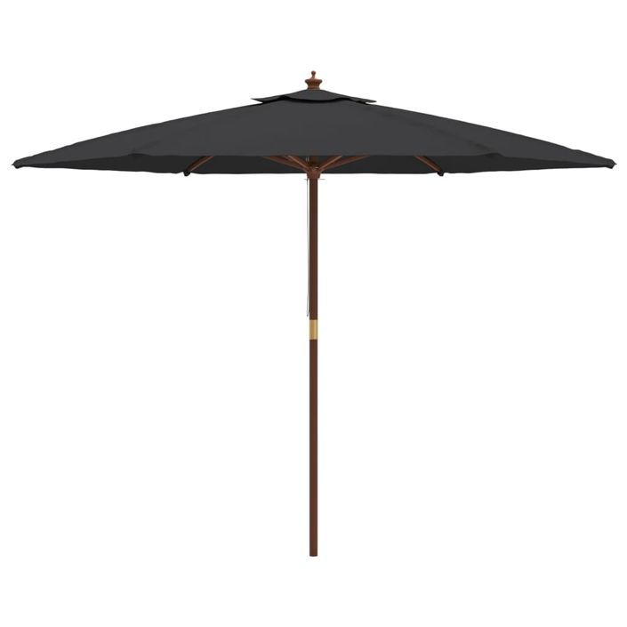 Parasol de jardin avec mât en bois noir 299x240 cm - Photo n°4