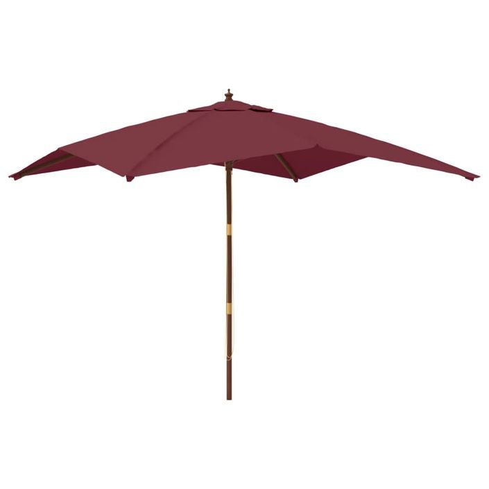 Parasol de jardin avec mât en bois rouge bordeaux 300x300x273cm - Photo n°1