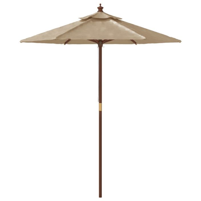 Parasol de jardin avec mât en bois taupe 196x231 cm - Photo n°4